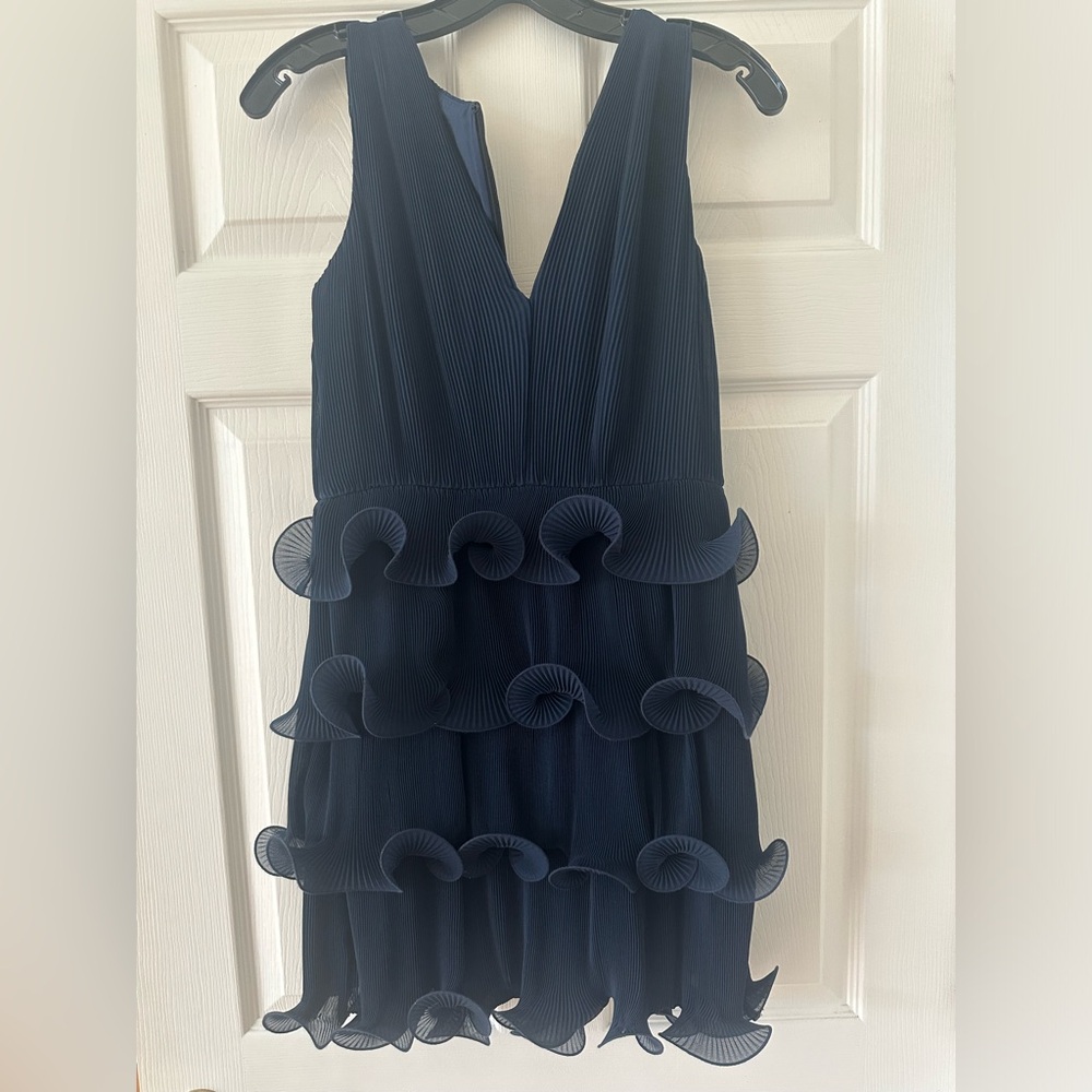 Milly Navy Backless Dress with Ruffle Details